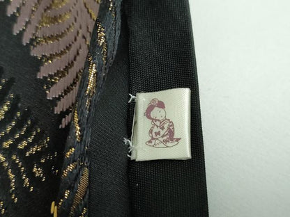 平和屋着物●六通柄袋帯　唐織　松菱　黒地　金糸　正絹　逸品　未使用　DABB4785ps