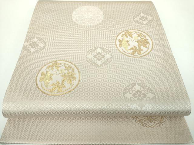 平和屋着物●六通柄袋帯　唐織　草花丸文　金糸　正絹　逸品　DABB4790ps