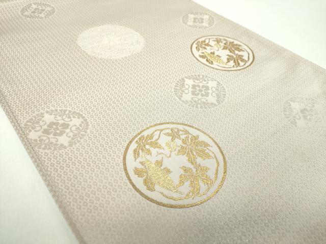 平和屋着物●六通柄袋帯　唐織　草花丸文　金糸　正絹　逸品　DABB4790ps