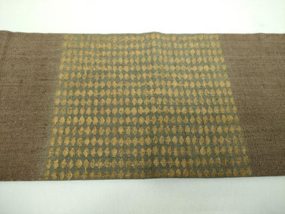 平和屋着物●九寸名古屋帯　紬地　市松文様　金彩　正絹　逸品　未使用　DABB4799ps