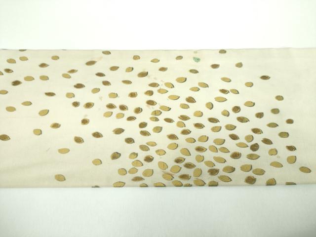 平和屋着物●塩瀬　九寸名古屋帯　作家物　舞桜　金彩　正絹　逸品　DABB4831ps