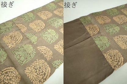 平和屋着物●九寸開き名古屋帯　名物裂花文　正絹　逸品　DABB4845ps