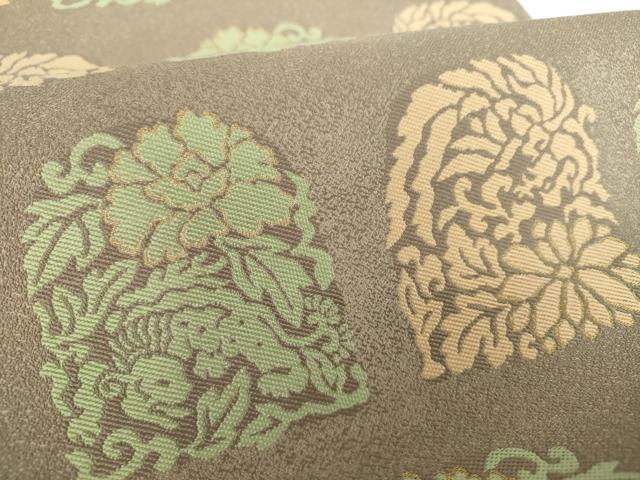 平和屋着物●九寸開き名古屋帯　名物裂花文　正絹　逸品　DABB4845ps