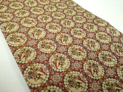 平和屋着物●龍村美術織物　九寸開き名古屋帯　獅子狩文錦　正絹　逸品　DABB4846ps