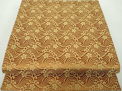 平和屋着物●銀座きしや　九寸開き名古屋帯　唐織　立波花文　正絹　逸品　DABB4860ps