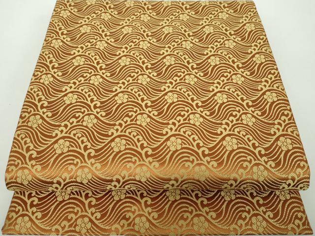 平和屋着物●銀座きしや　九寸開き名古屋帯　唐織　立波花文　正絹　逸品　DABB4860ps