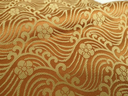 平和屋着物●銀座きしや　九寸開き名古屋帯　唐織　立波花文　正絹　逸品　DABB4860ps
