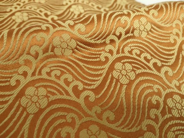 平和屋着物●銀座きしや　九寸開き名古屋帯　唐織　立波花文　正絹　逸品　DABB4860ps