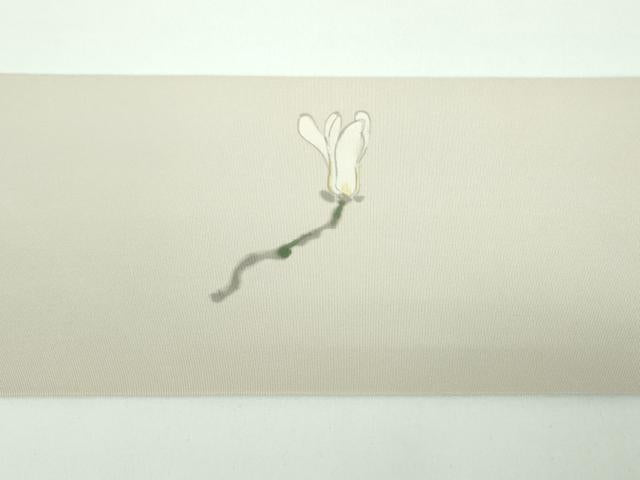 平和屋着物●塩瀬　九寸名古屋帯　作家物　手描き　木蓮　正絹　逸品　DABB4863ps