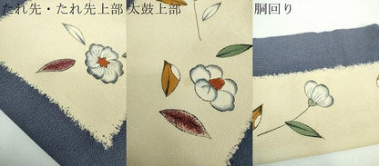 平和屋着物●九寸名古屋帯　絞り　手描き　辻が花　鬼しぼ縮緬　正絹　逸品　DABB4865ps