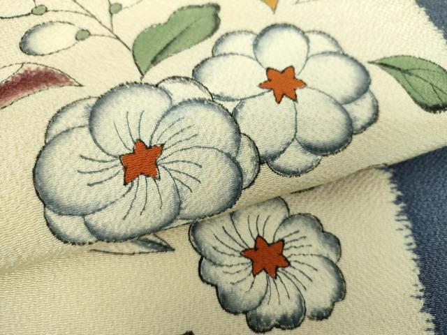 平和屋着物●九寸名古屋帯　絞り　手描き　辻が花　鬼しぼ縮緬　正絹　逸品　DABB4865ps