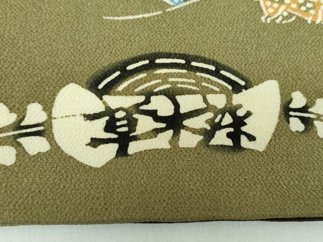 平和屋着物●全通柄九寸名古屋帯　草木染　型染　鳥獣花文　鬼しぼ縮緬　正絹　逸品　DABB4866ps