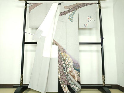 平和屋着物●訪問着　絞り　辻が花　暈し染め　金彩　金通し地　京都きもの友禅扱い　正絹　逸品　DABB4871ps