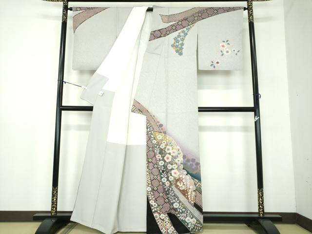 平和屋着物●訪問着　絞り　辻が花　暈し染め　金彩　金通し地　京都きもの友禅扱い　正絹　逸品　DABB4871ps