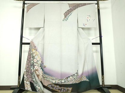 平和屋着物●訪問着　絞り　辻が花　暈し染め　金彩　金通し地　京都きもの友禅扱い　正絹　逸品　DABB4871ps