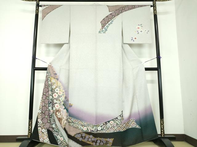 平和屋着物●訪問着　絞り　辻が花　暈し染め　金彩　金通し地　京都きもの友禅扱い　正絹　逸品　DABB4871ps