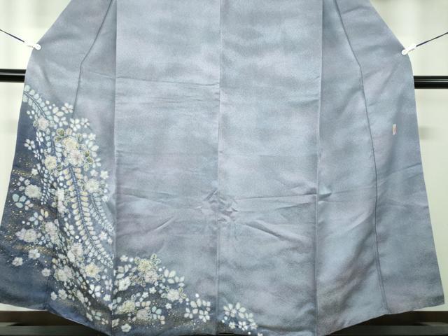 平和屋着物●越後十日町の一流染匠　桐屋・翠山工房　訪問着　絞り　辻が花　暈し染　金彩　銀通し地　やまと誂製　正絹　逸品　DABB4873ps