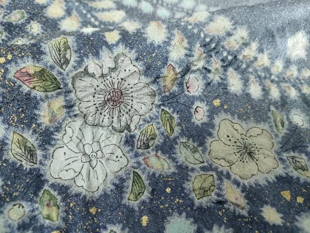 平和屋着物●越後十日町の一流染匠　桐屋・翠山工房　訪問着　絞り　辻が花　暈し染　金彩　銀通し地　やまと誂製　正絹　逸品　DABB4873ps