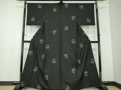 平和屋着物●本場大島紬　地空　9マルキ　草花丸文　正絹　逸品　DABB4875ps