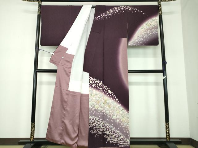 平和屋着物●中国三大刺繍　相良刺繍　訪問着　舞桜　竜田川　暈し染め　金糸　正絹　逸品　DABB4877ps