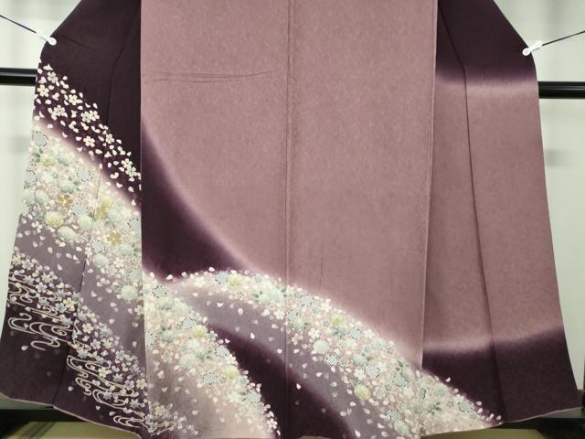 平和屋着物●中国三大刺繍　相良刺繍　訪問着　舞桜　竜田川　暈し染め　金糸　正絹　逸品　DABB4877ps