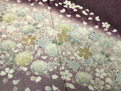 平和屋着物●中国三大刺繍　相良刺繍　訪問着　舞桜　竜田川　暈し染め　金糸　正絹　逸品　DABB4877ps