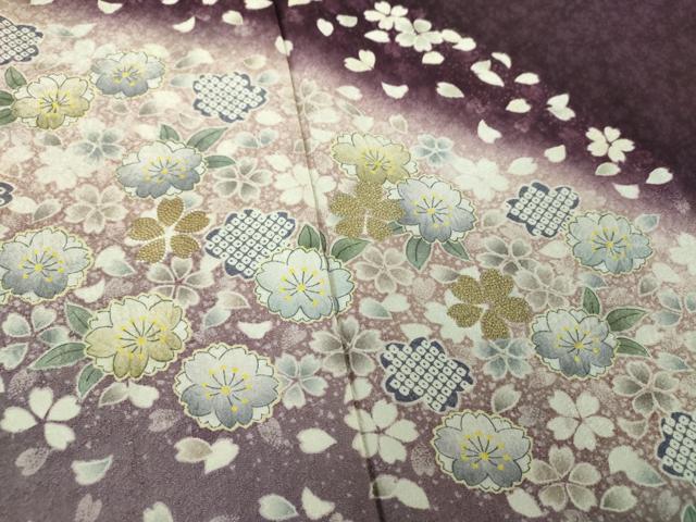 平和屋着物●中国三大刺繍　相良刺繍　訪問着　舞桜　竜田川　暈し染め　金糸　正絹　逸品　DABB4877ps