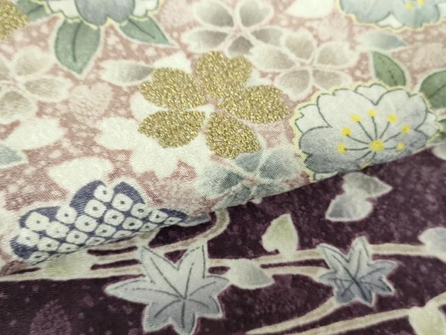 平和屋着物●中国三大刺繍　相良刺繍　訪問着　舞桜　竜田川　暈し染め　金糸　正絹　逸品　DABB4877ps
