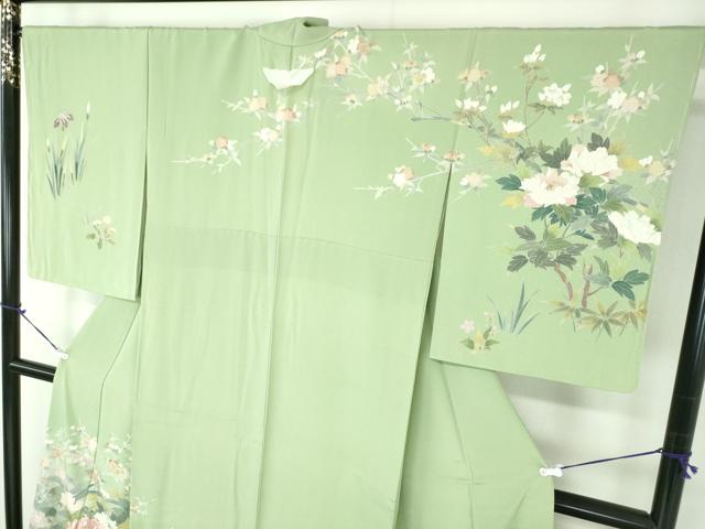 平和屋着物●訪問着　作家物　刺繍　草花文　暈し染め　金糸　正絹　逸品　未使用　DABB4878ps