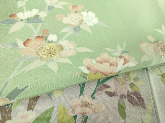 平和屋着物●訪問着　作家物　刺繍　草花文　暈し染め　金糸　正絹　逸品　未使用　DABB4878ps