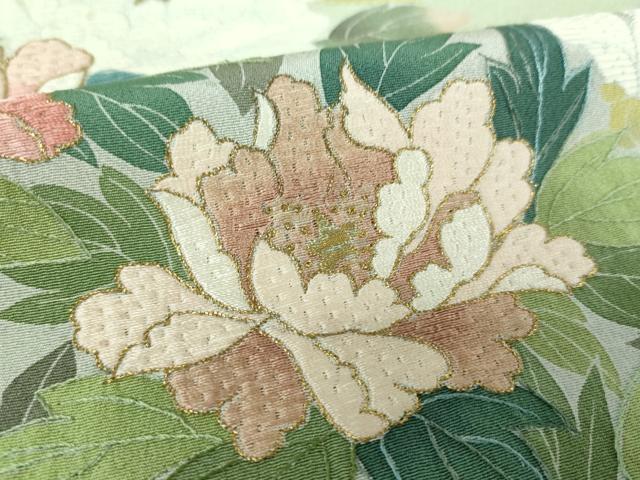 平和屋着物●訪問着　作家物　刺繍　草花文　暈し染め　金糸　正絹　逸品　未使用　DABB4878ps