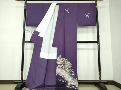 平和屋着物●訪問着　作家物　流水花文　暈し染め　金銀彩　さが美扱い　正絹　逸品　未使用　DABB4887ps