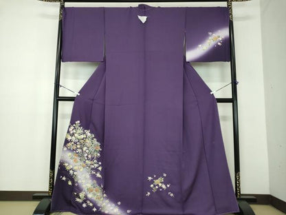 平和屋着物●訪問着　作家物　流水花文　暈し染め　金銀彩　さが美扱い　正絹　逸品　未使用　DABB4887ps