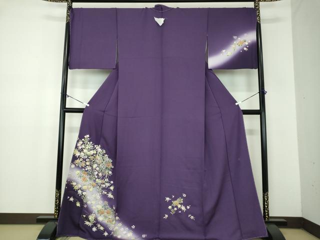 平和屋着物●訪問着　作家物　流水花文　暈し染め　金銀彩　さが美扱い　正絹　逸品　未使用　DABB4887ps