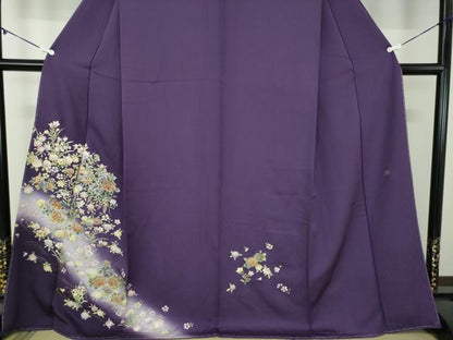 平和屋着物●訪問着　作家物　流水花文　暈し染め　金銀彩　さが美扱い　正絹　逸品　未使用　DABB4887ps