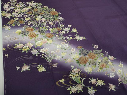 平和屋着物●訪問着　作家物　流水花文　暈し染め　金銀彩　さが美扱い　正絹　逸品　未使用　DABB4887ps