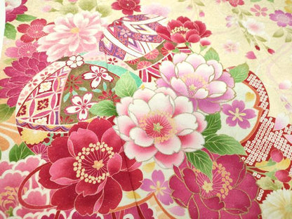 平和屋着物●豪華振袖　枝垂れ桜　花手毬　暈し染め　金銀彩　銀通し地　正絹　逸品　DABB4888ps