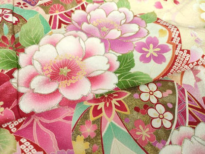 平和屋着物●豪華振袖　枝垂れ桜　花手毬　暈し染め　金銀彩　銀通し地　正絹　逸品　DABB4888ps