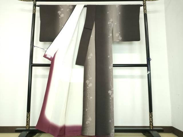 平和屋着物●上質な小紋　葡萄蔦の葉間道　暈し染め　金彩　やまと誂製　正絹　逸品　DABB4891ps
