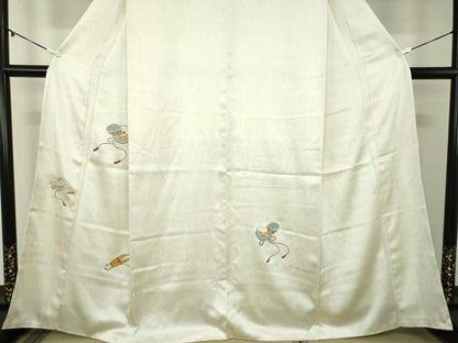平和屋着物●訪問着　総刺繍　宝尽くし楽器花文　正絹　逸品　未使用　DABB4894ps