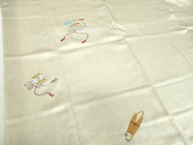 平和屋着物●訪問着　総刺繍　宝尽くし楽器花文　正絹　逸品　未使用　DABB4894ps