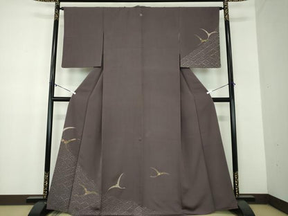 平和屋着物●訪問着　刺繍　ろうけつ染め　飛鶴松竹梅　金糸　正絹　逸品　DABB4895ps
