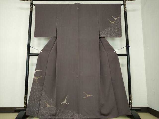 平和屋着物●訪問着　刺繍　ろうけつ染め　飛鶴松竹梅　金糸　正絹　逸品　DABB4895ps