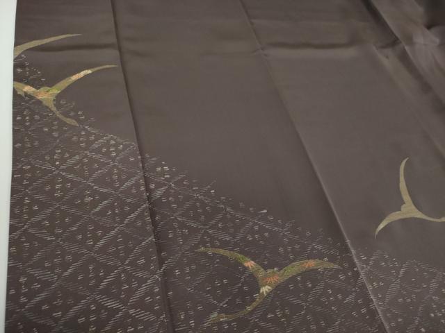 平和屋着物●訪問着　刺繍　ろうけつ染め　飛鶴松竹梅　金糸　正絹　逸品　DABB4895ps