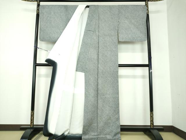 平和屋着物●大変加工の良い総絞り小紋　黒地　ロング丈　正絹　逸品　DABB4904ps