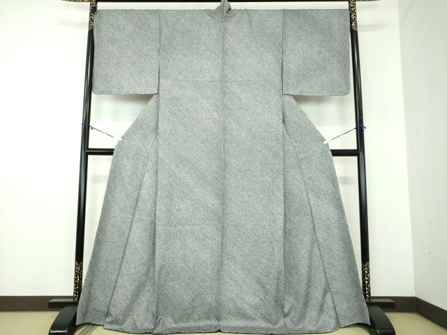平和屋着物●大変加工の良い総絞り小紋　黒地　ロング丈　正絹　逸品　DABB4904ps