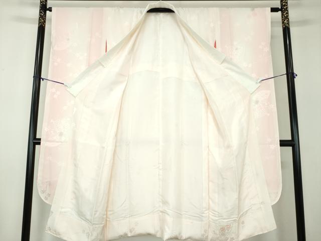 平和屋着物●振袖用長襦袢　無双仕立て　扇面花地紋　暈し染め　正絹　逸品　DABB4906ps
