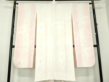 平和屋着物●振袖用長襦袢　無双仕立て　扇面花地紋　暈し染め　正絹　逸品　DABB4906ps