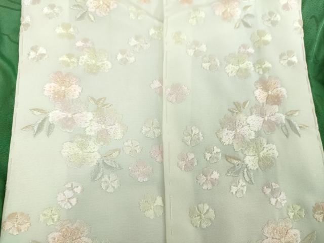 平和屋着物●振袖用長襦袢　無双仕立て　半衿刺繍　雪輪舞蝶花地紋　緑青色 　正絹　逸品　DABB4907ps