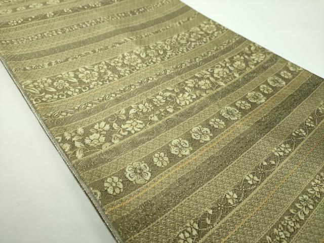 平和屋着物●国際的伝統工芸作家　十二代・藤林徳扇　苑寿　両面　全通柄袋帯　更紗花文　金糸　正絹　逸品　DABB4915ps